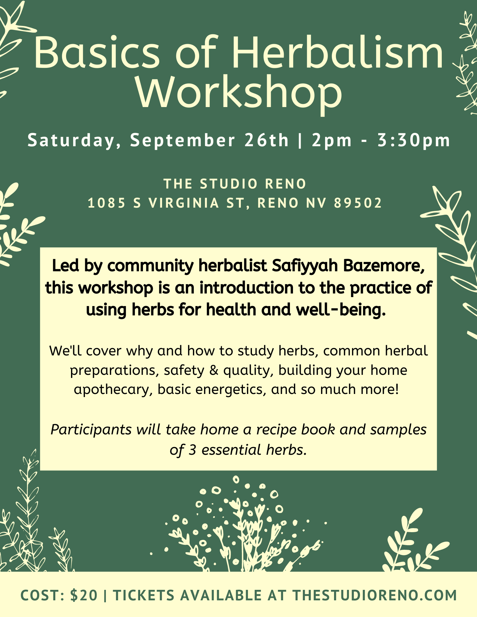 Basics of Herbalism The Studio Reno